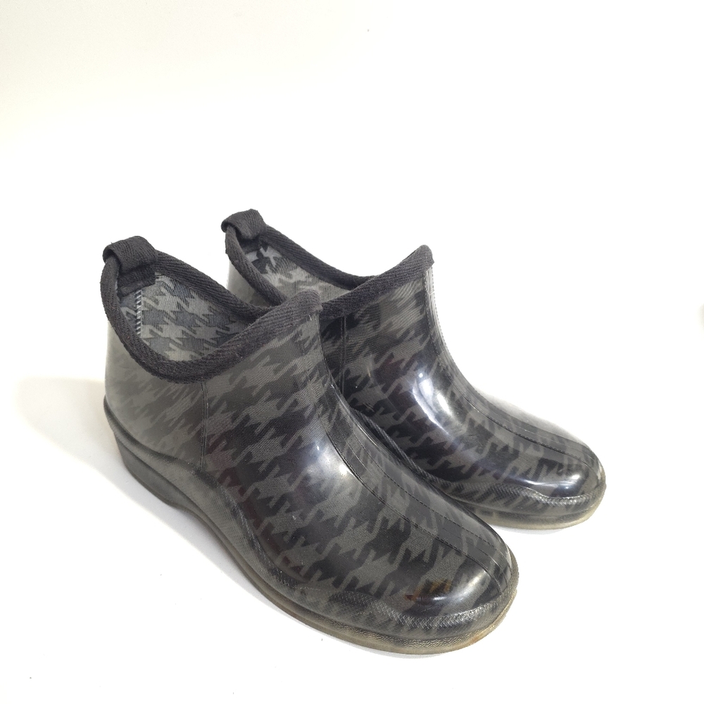 Capelli New York Houndstooth Rain Boots Waterproof Slip On Garden Boots Size 7